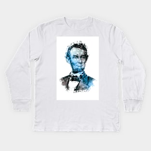 Abraham Lincoln the 16th American President Watercolor Portrait Kids Long Sleeve T-Shirt